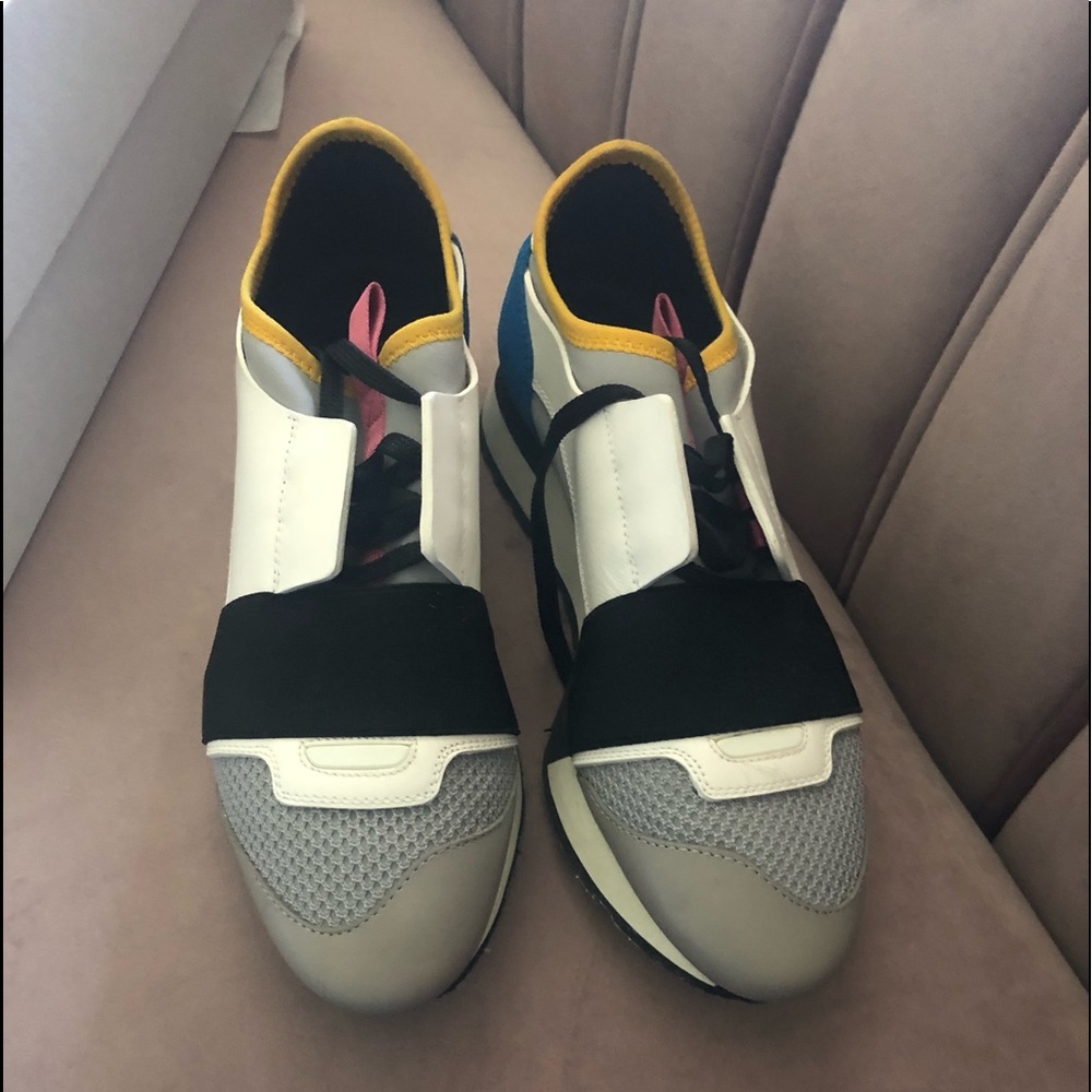 Balenciaga Mixed Knit Lace-Up Sneakers